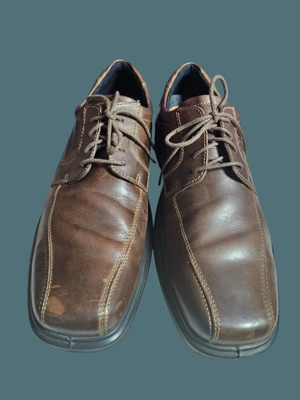 Ecco Brown Leather Bike Toe Lace Oxford Comfort Shoe Men EU 46  US 12/12.5